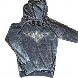 Indianapolis Motor Speedway women's distressed raw hem hoodie sweatshirt small